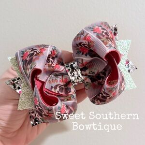 Sloth Boutique Hair Bow With Glitter Tails